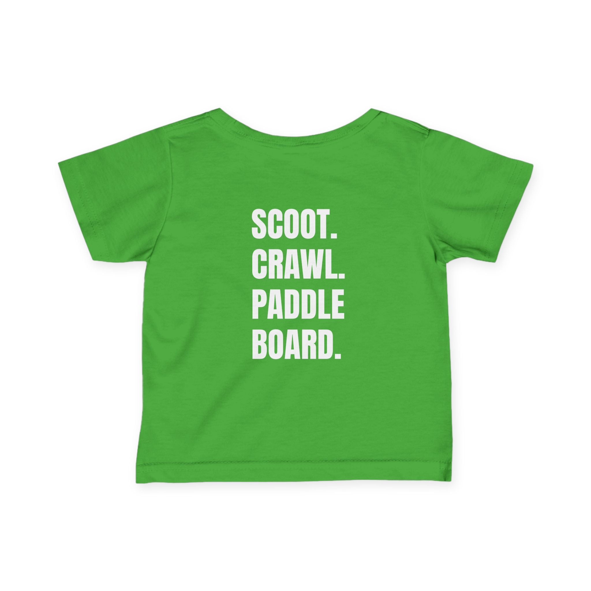 Infant- "Scoot. Crawl. Paddleboard." Adventure Tee- in white writing - Playful Baby Shirt for Active Explorers, Cute Toddler Gift, Fun Summer Wear, Baby Shower Present