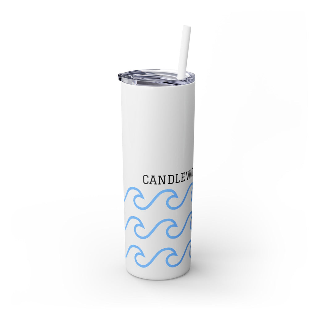 Personalized Skinny Tumbler with Straw - Coastal Waves Design, 20oz
