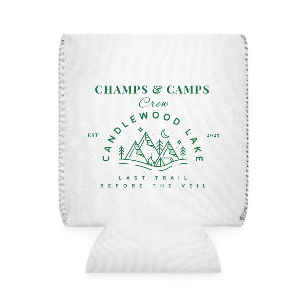 Champs & Camps-Candlewood Lake - Last Trail before the Veil- Stylish Outdoor Can Cooler Sleeve, Perfect for Camping, Beach Days, Parties, Gifts for Outdoors Enthusiasts, Wedding Favors