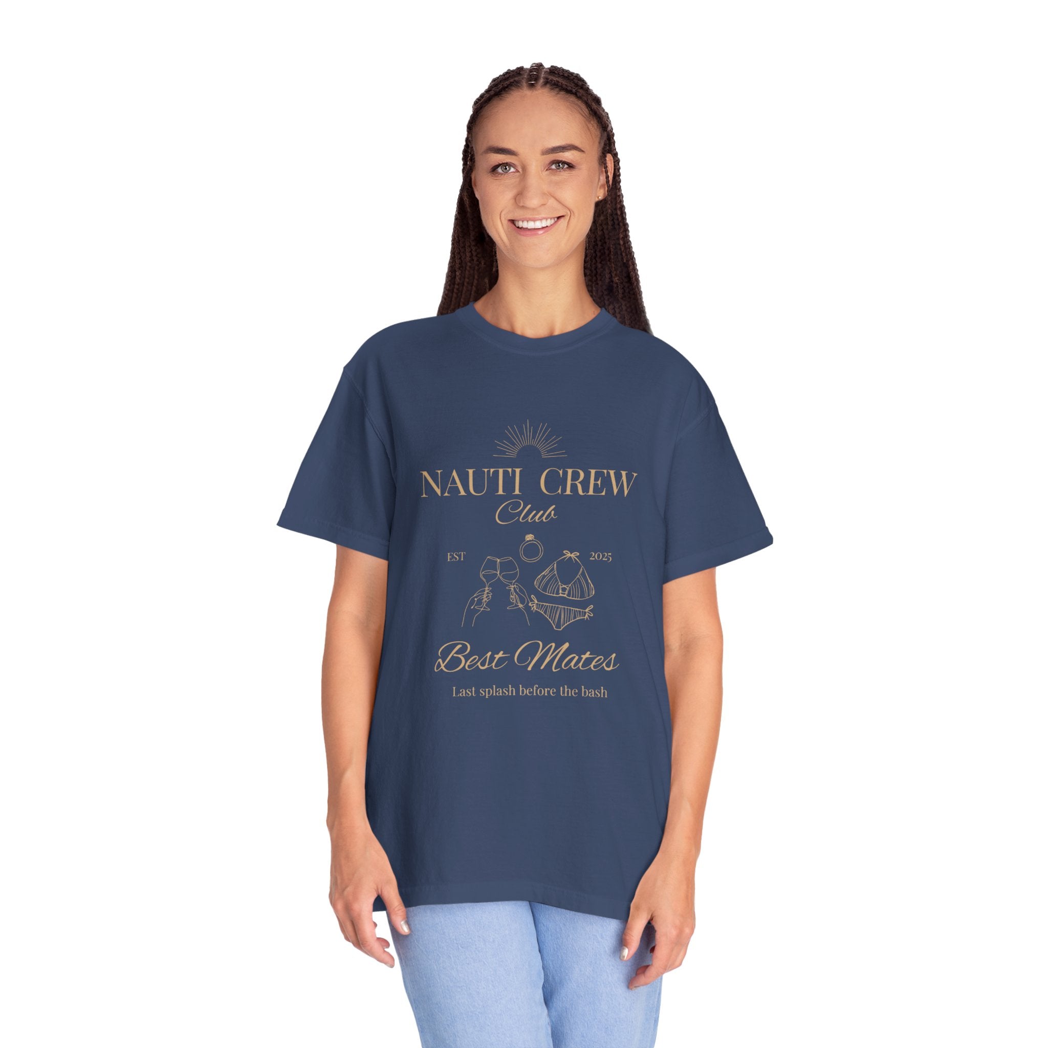 Matching "Nauti Crew-Best Mates" -T-Shirt, Pefect for Bachelorette and Wedding Parties- Unisex Vacation Top, Sailor Humor Apparel