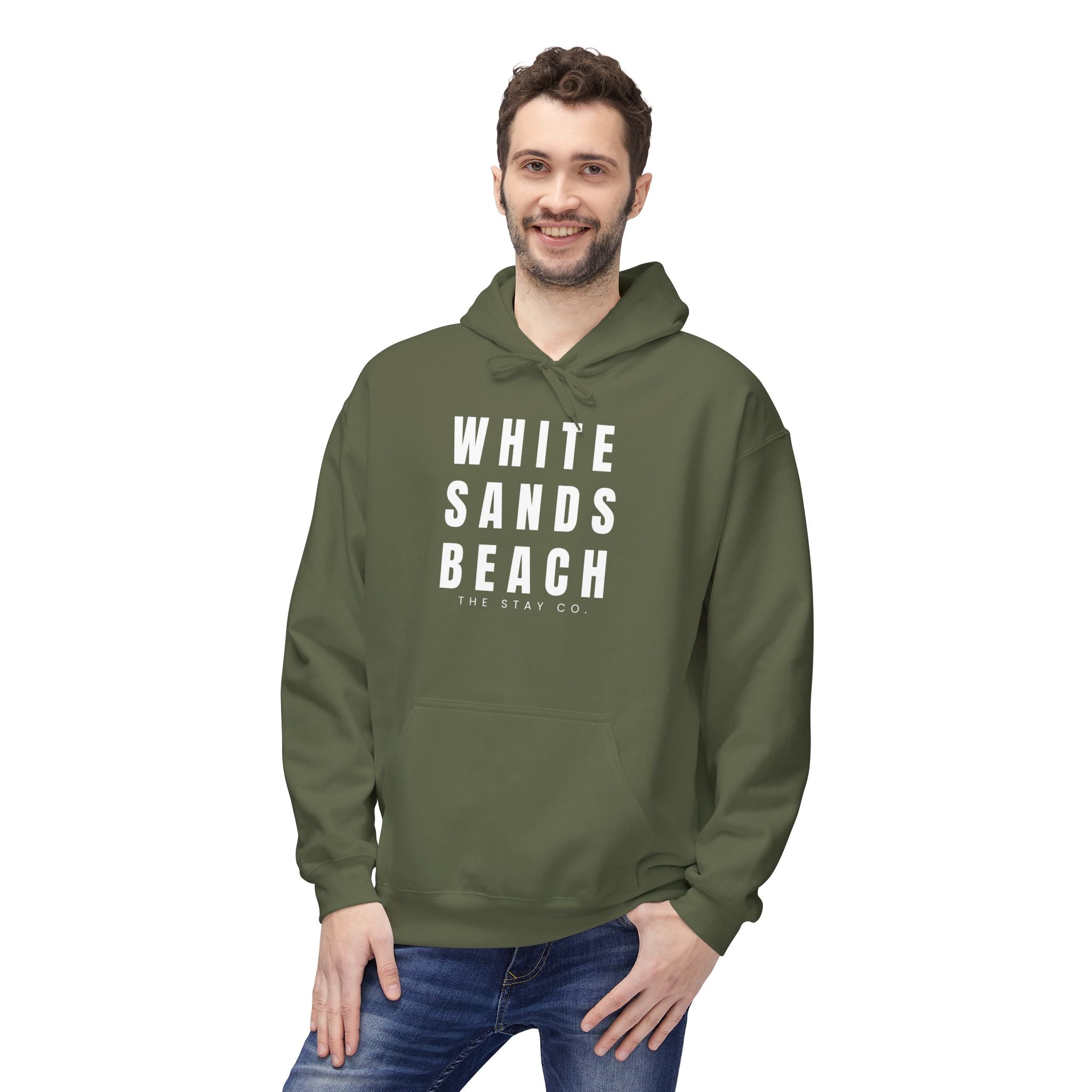 White Sands Beach Hoodie in White Writing