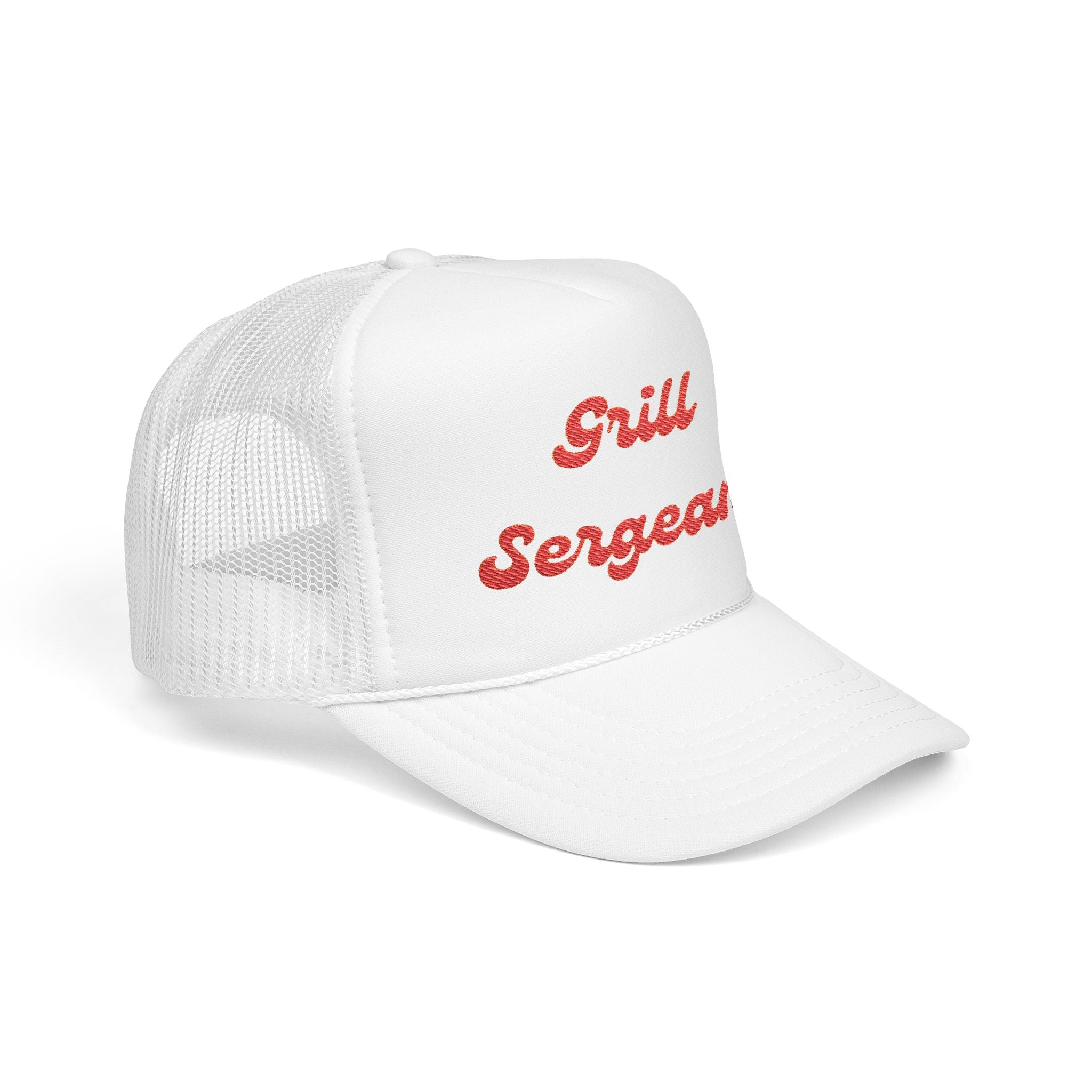 Grill Sergeant-Foam Trucker Hat, Embroidered Cap, BBQ Hat, Perfect Gift for Grilling Enthusiasts, Summer BBQ Accessory, Fun Party Hat