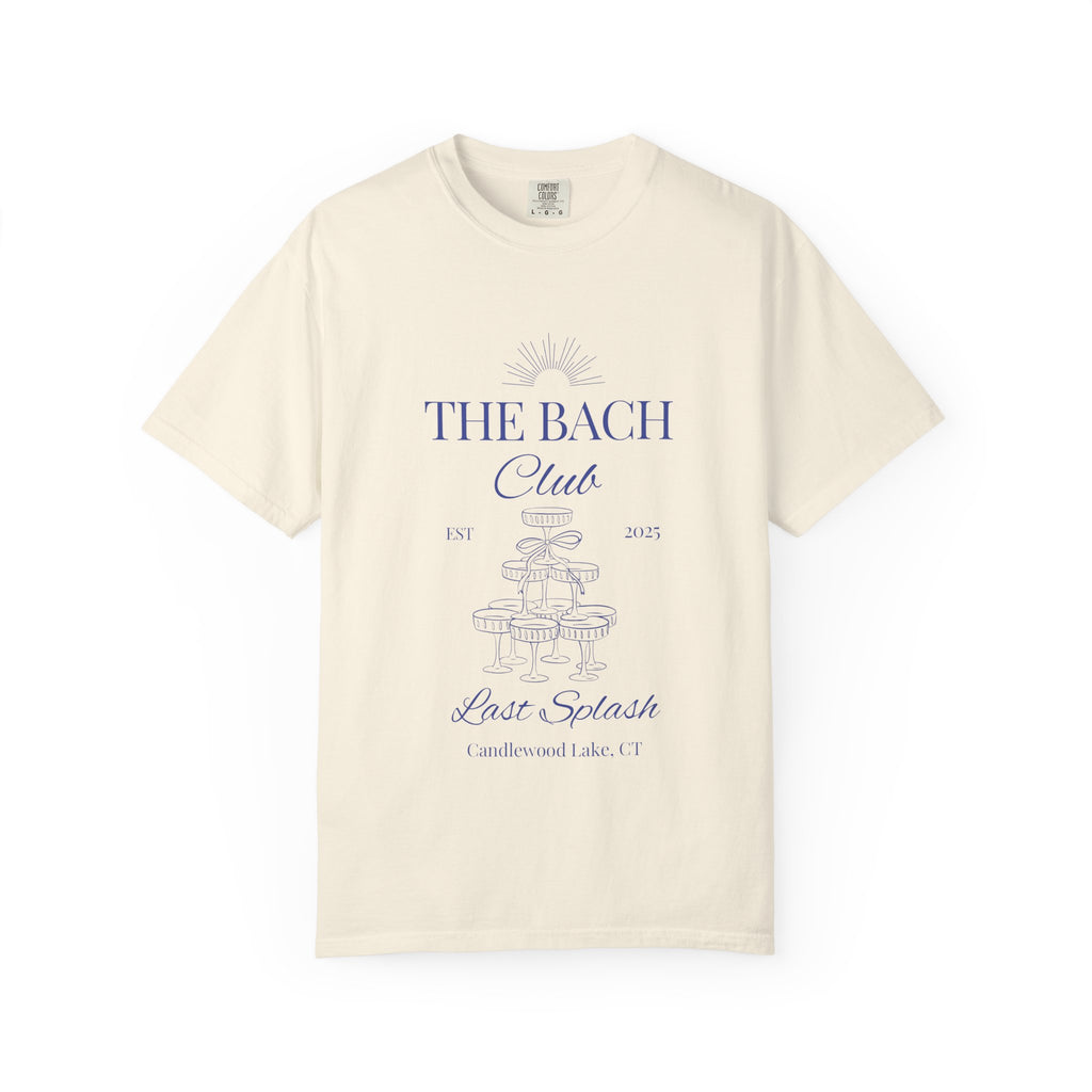 Matching "The Bach Club -Last Splash- Candlewood Lake" -T-Shirt in Blue Writing-Choose a Color-  Perfect for Bachelorette and Wedding Parties- Unisex Vacation Top, Sailor Humor Apparel