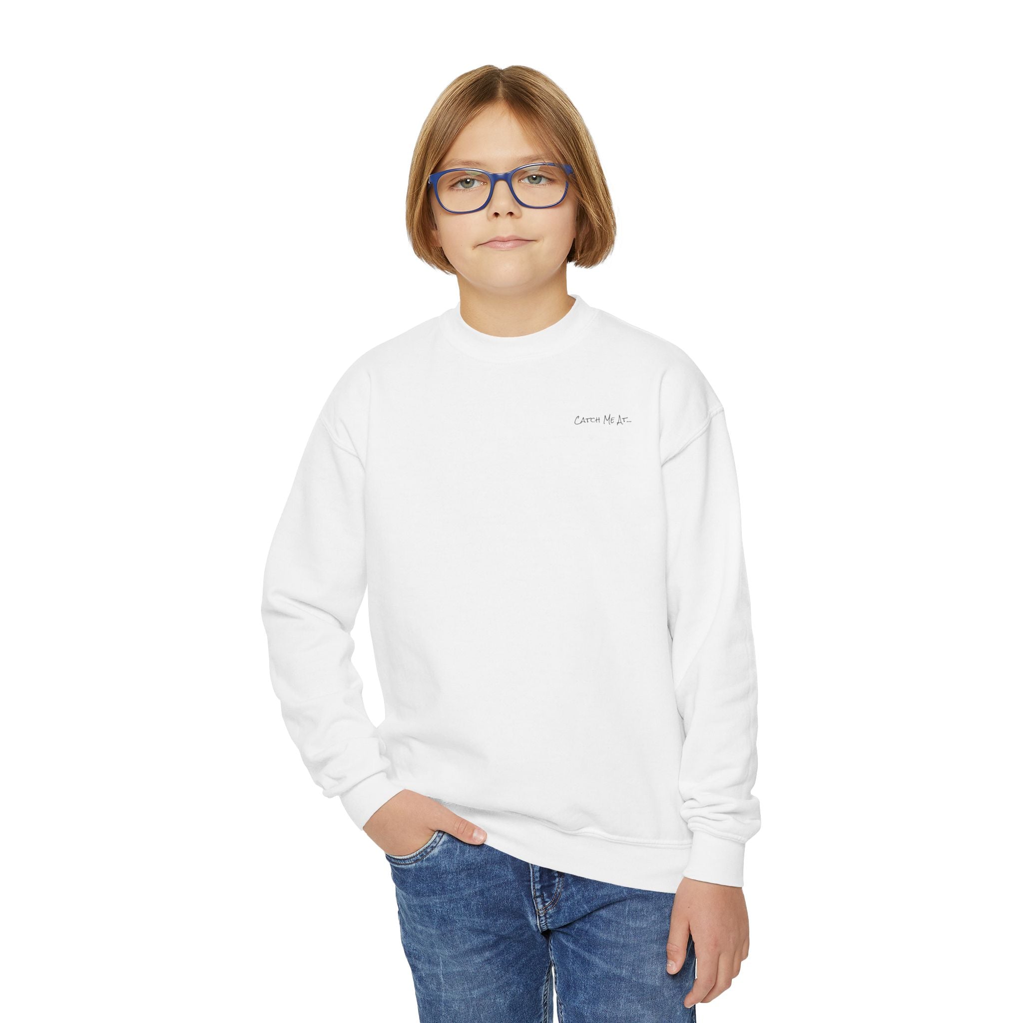 Youth-(XS-XL) "Catch Me At" (Front) "Candlewood Lake" (Back)- Unisex Crewneck Sweatshirt