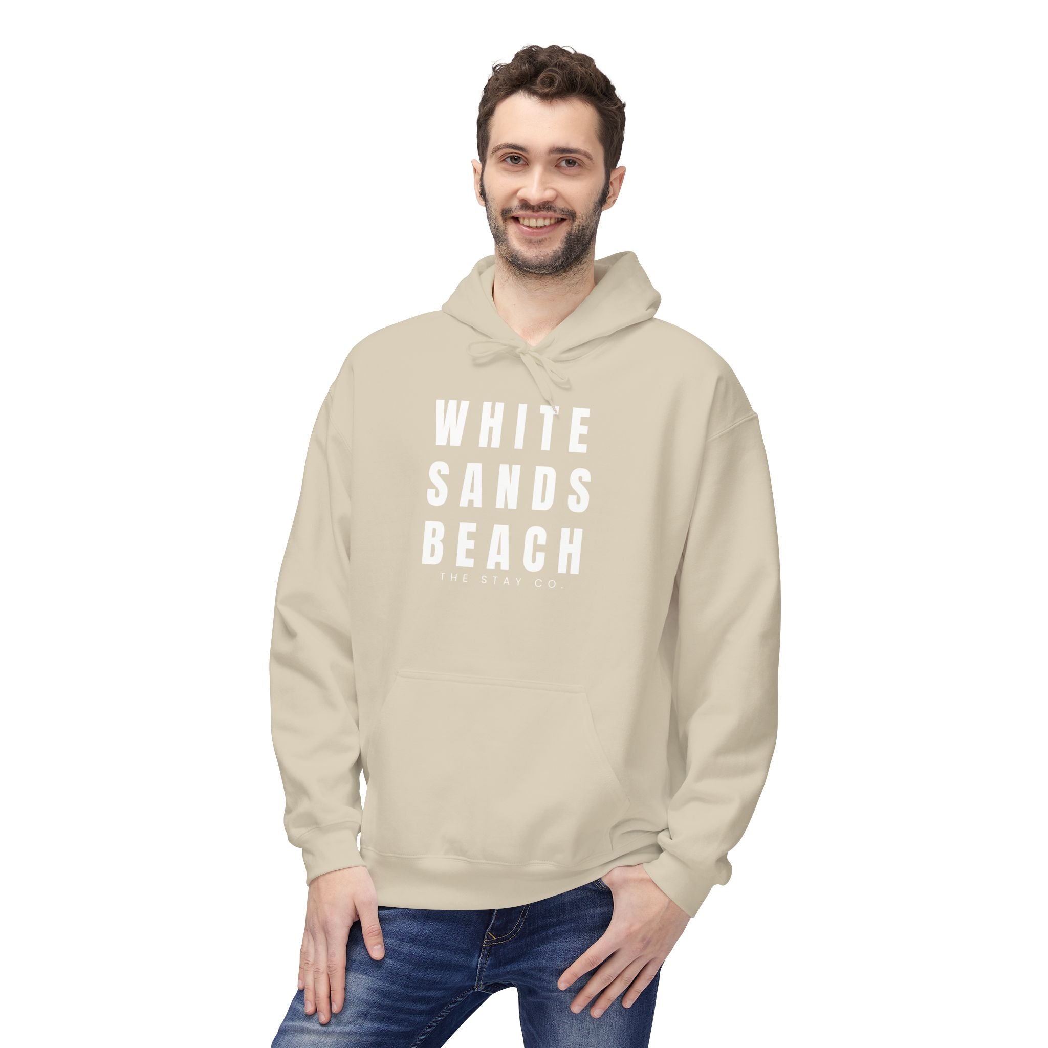 White Sands Beach Hoodie in White Writing