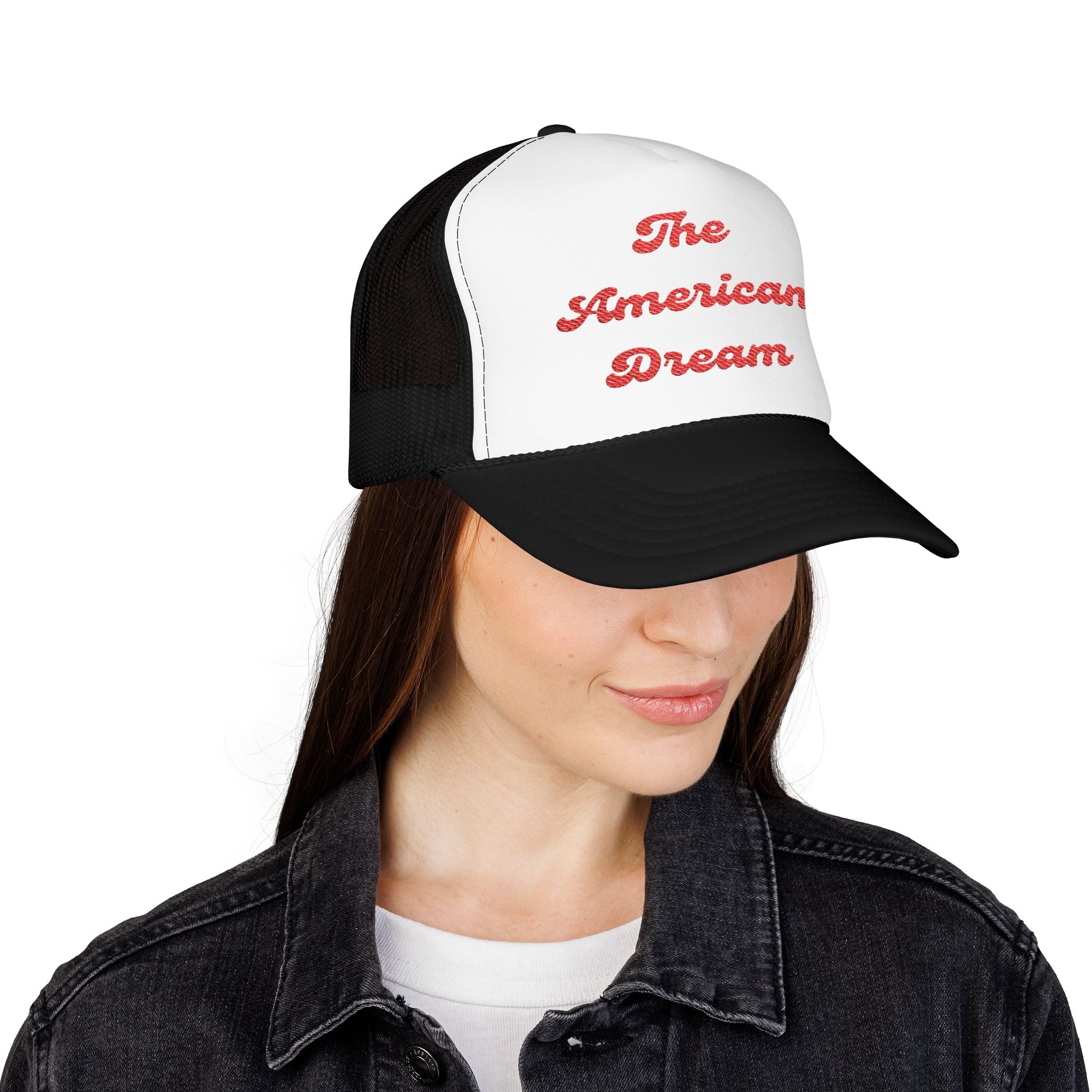 "The American Dream"- Foam Trucker Hat, Embroidered Cap, BBQ Hat, Perfect Gift for Grilling Enthusiasts, Summer BBQ Accessory, Fun Party Hat