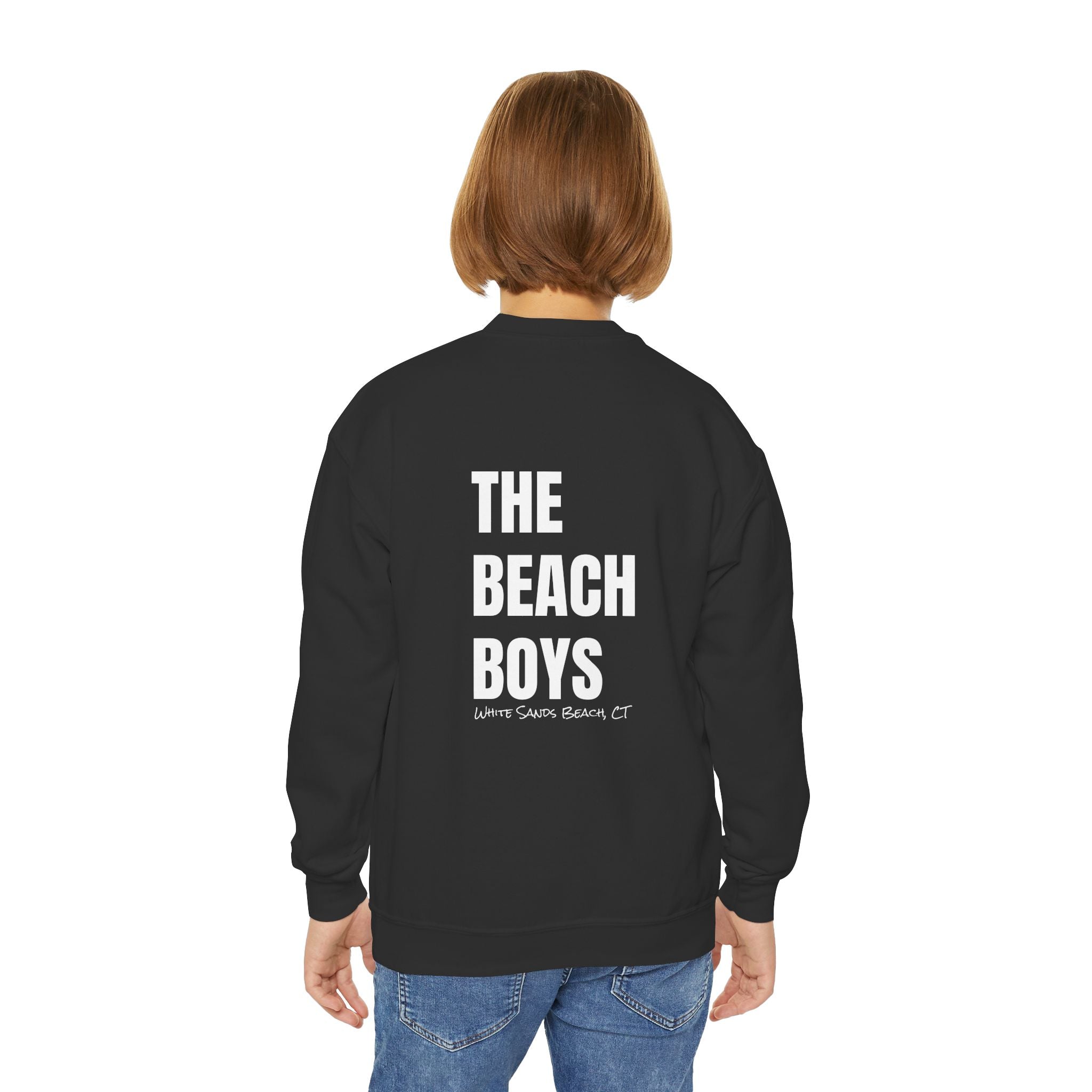 Youth- Beach Sweatshirt for Boys- In White Writing Youth Crewneck