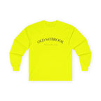 Old Saybrook Long Sleeve Tee With Light House on Back- Black Writing