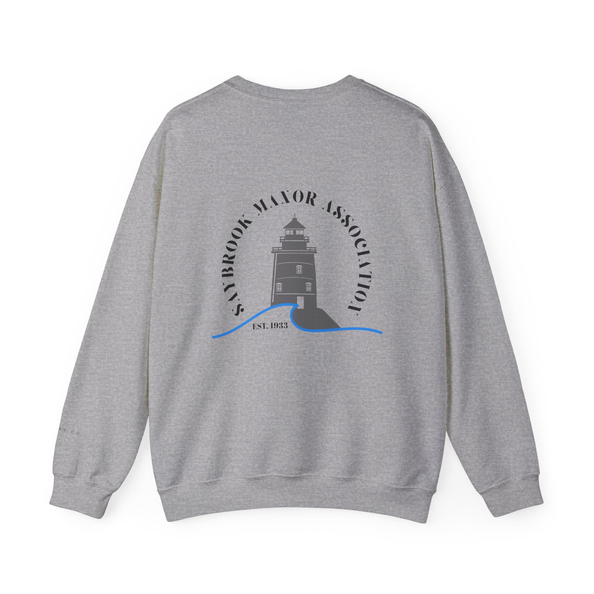 Adult Crewneck-Saybrook Manor with Logo on Back- Black Writing