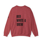 Adult- "'Merica" (Front) "Red White & Brew" (Back)- Unisex Crewneck Sweatshirt, Fourth of July, Summer Fun, Boat Days