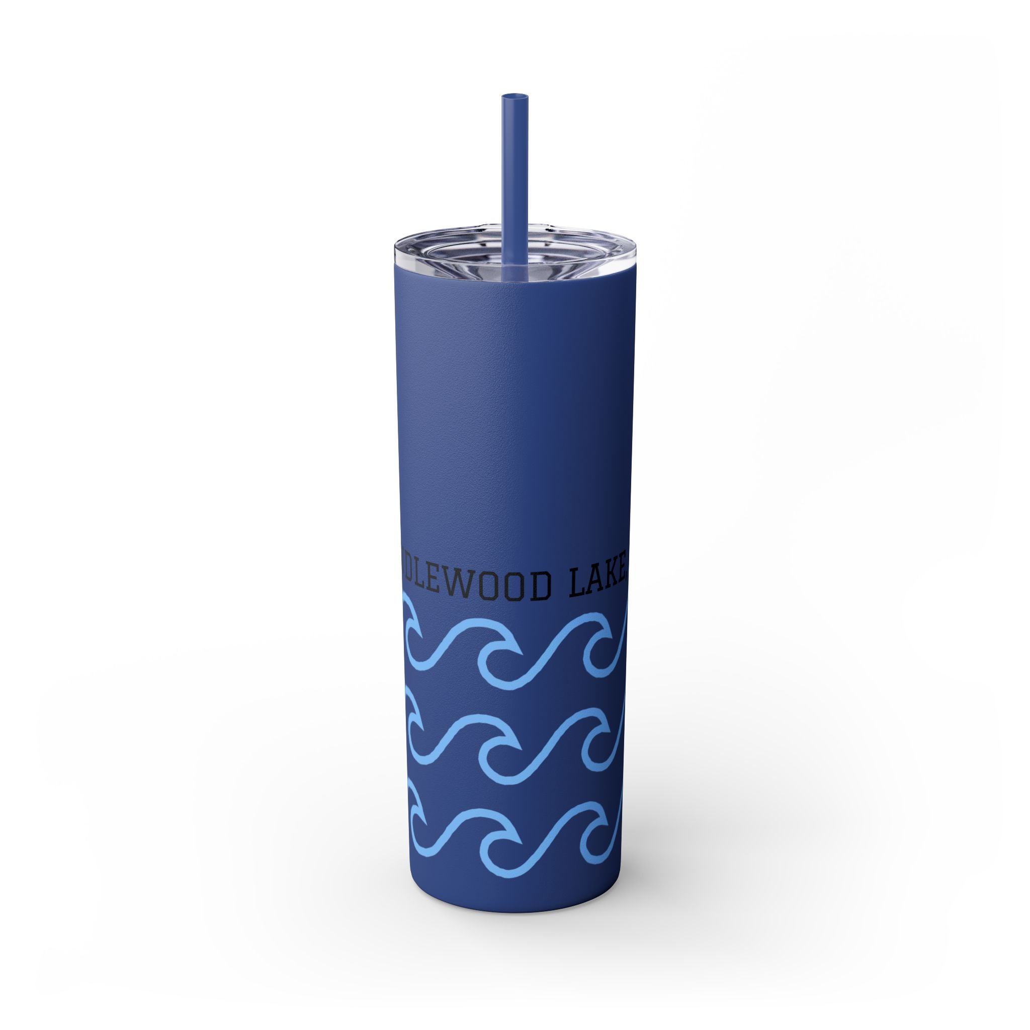 Personalized Skinny Tumbler with Straw - Coastal Waves Design, 20oz