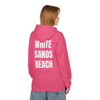 Adult- "Out Of Office" (Front) "White Sands Beach" (Back) - White Writing Hoodie