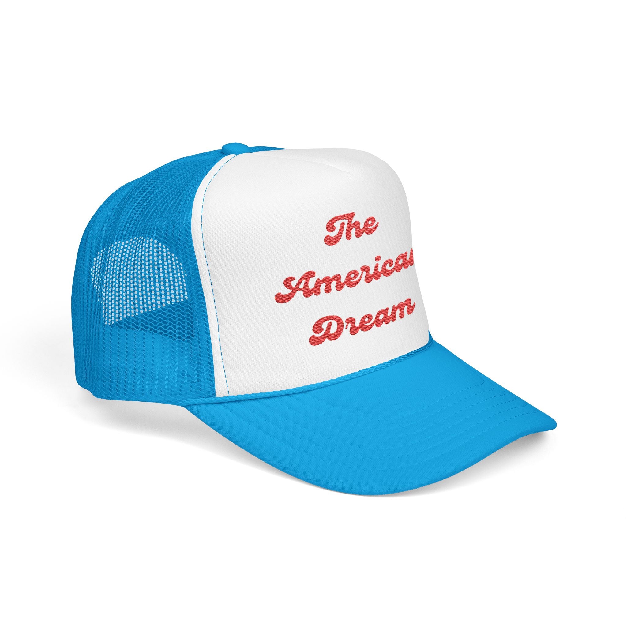 "The American Dream"- Foam Trucker Hat, Embroidered Cap, BBQ Hat, Perfect Gift for Grilling Enthusiasts, Summer BBQ Accessory, Fun Party Hat