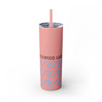 Personalized Skinny Tumbler with Straw - Coastal Waves Design, 20oz