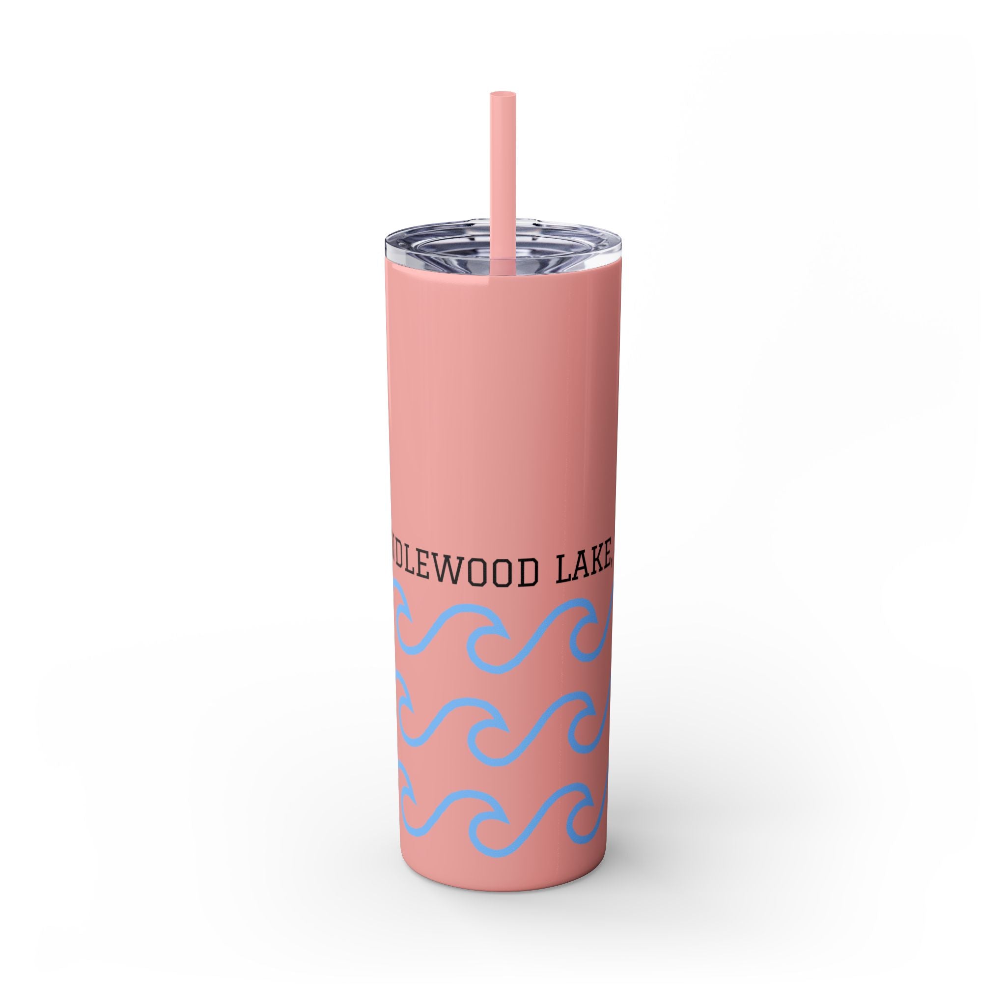 Personalized Skinny Tumbler with Straw - Coastal Waves Design, 20oz
