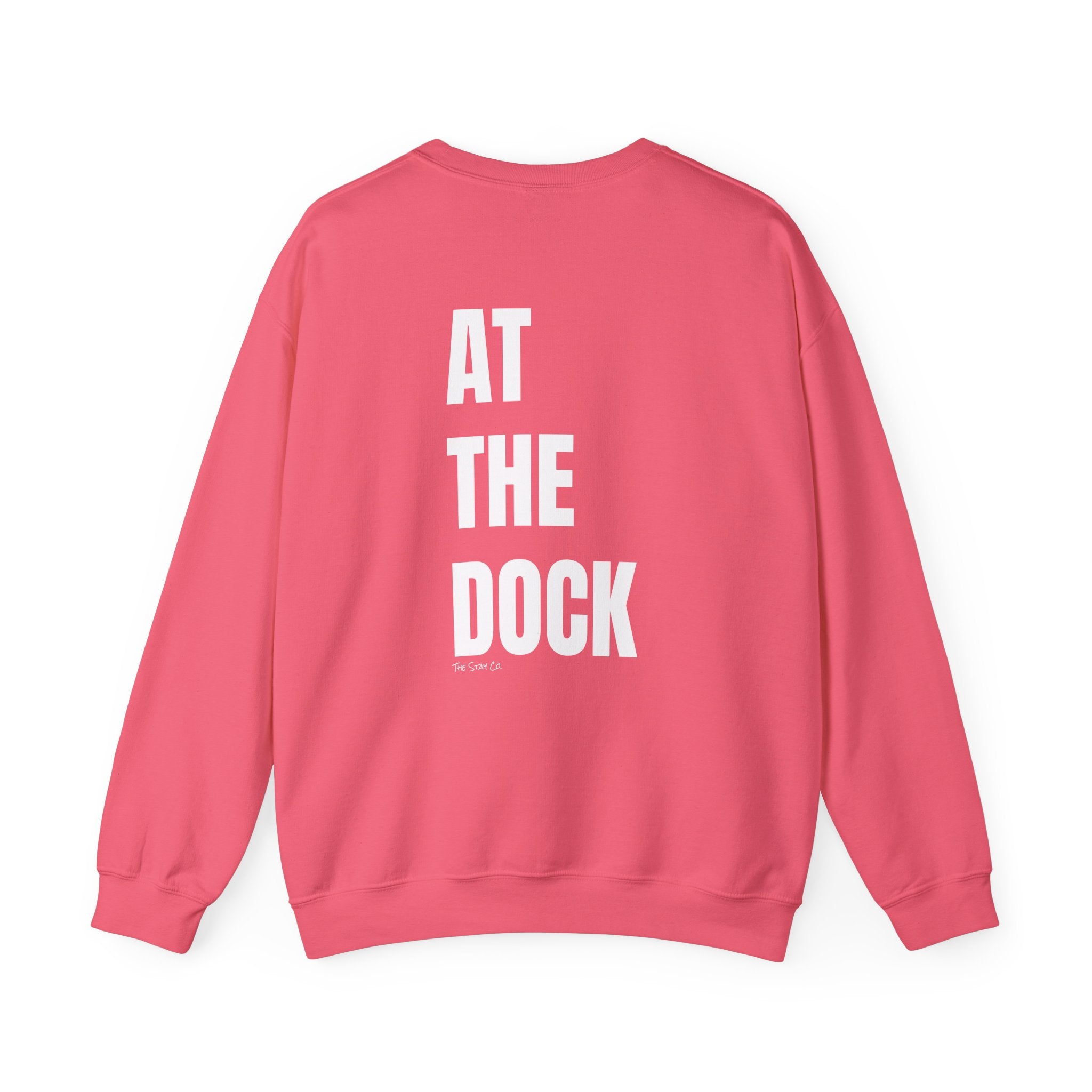 Adult- "Catch me" (Front) - "At The Dock" (Back) -White Writing -Unisex Crewneck Sweatshirt