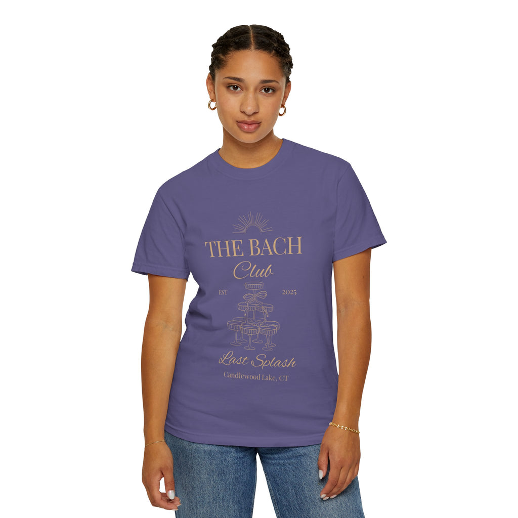 Matching "The Bach Club-Last Splash- Candlewood Lake" -In Beige Writing- Choose a Color Shirt- Perfect for Bachelorette and Wedding Parties- Unisex Vacation Top, Sailor Humor Apparel