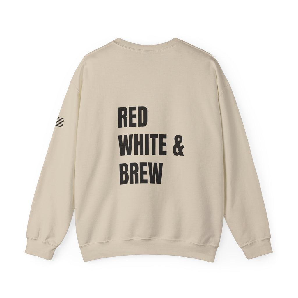 Adult- "'Merica" (Front) "Red White & Brew" (Back)- Unisex Crewneck Sweatshirt, Fourth of July, Summer Fun, Boat Days