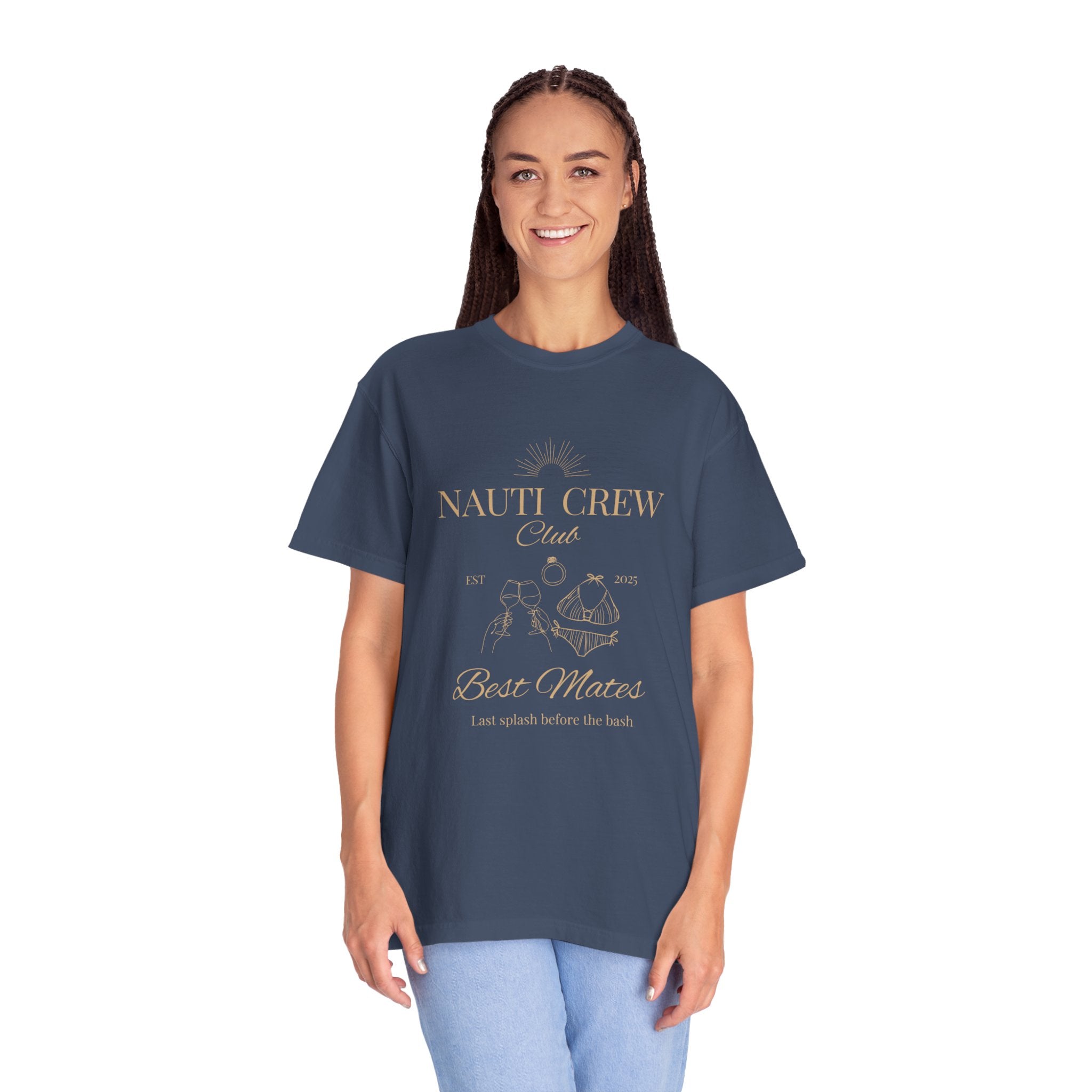 Matching "Nauti Crew-Best Mates" -T-Shirt, Pefect for Bachelorette and Wedding Parties- Unisex Vacation Top, Sailor Humor Apparel
