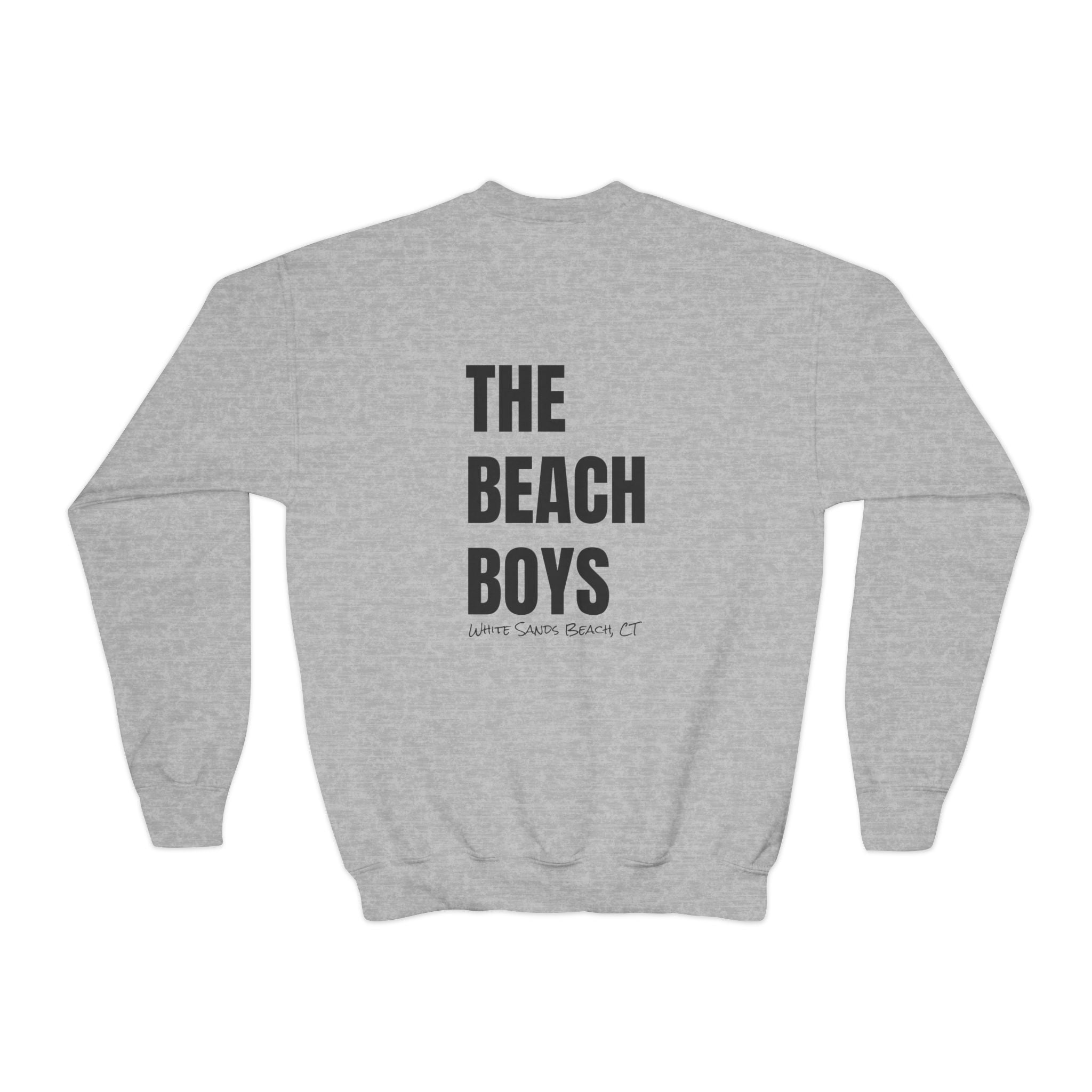 Youth- Beach Sweatshirt for Boys- In Black Writing Youth Crewneck Sweatshirt,  Apparel, Casual Wear, Gift for Teens,