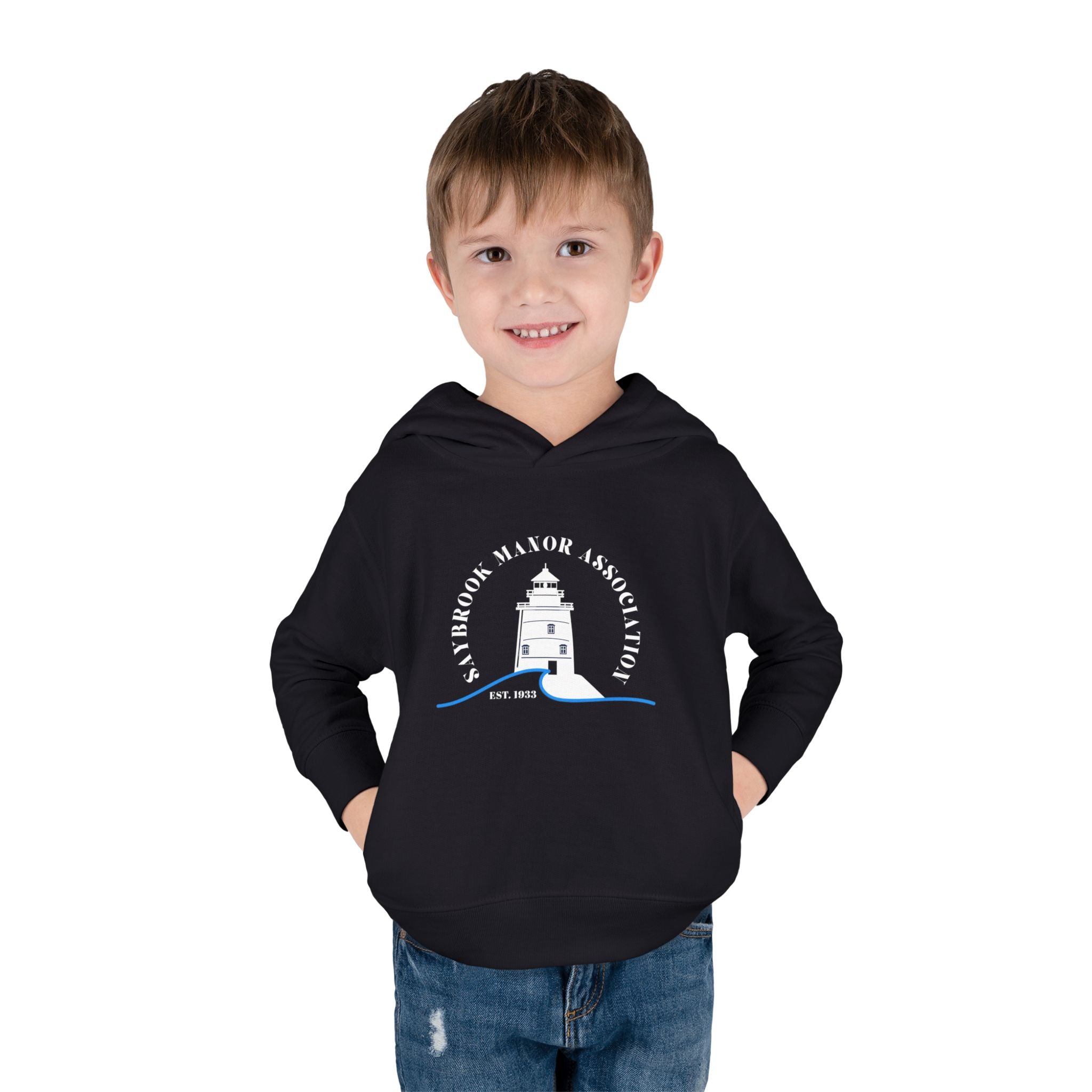 Toddler Hoodie- Saybrook Manor Association Logo on Front - "NAP. SNAX. SAYBROOK. REPEAT."