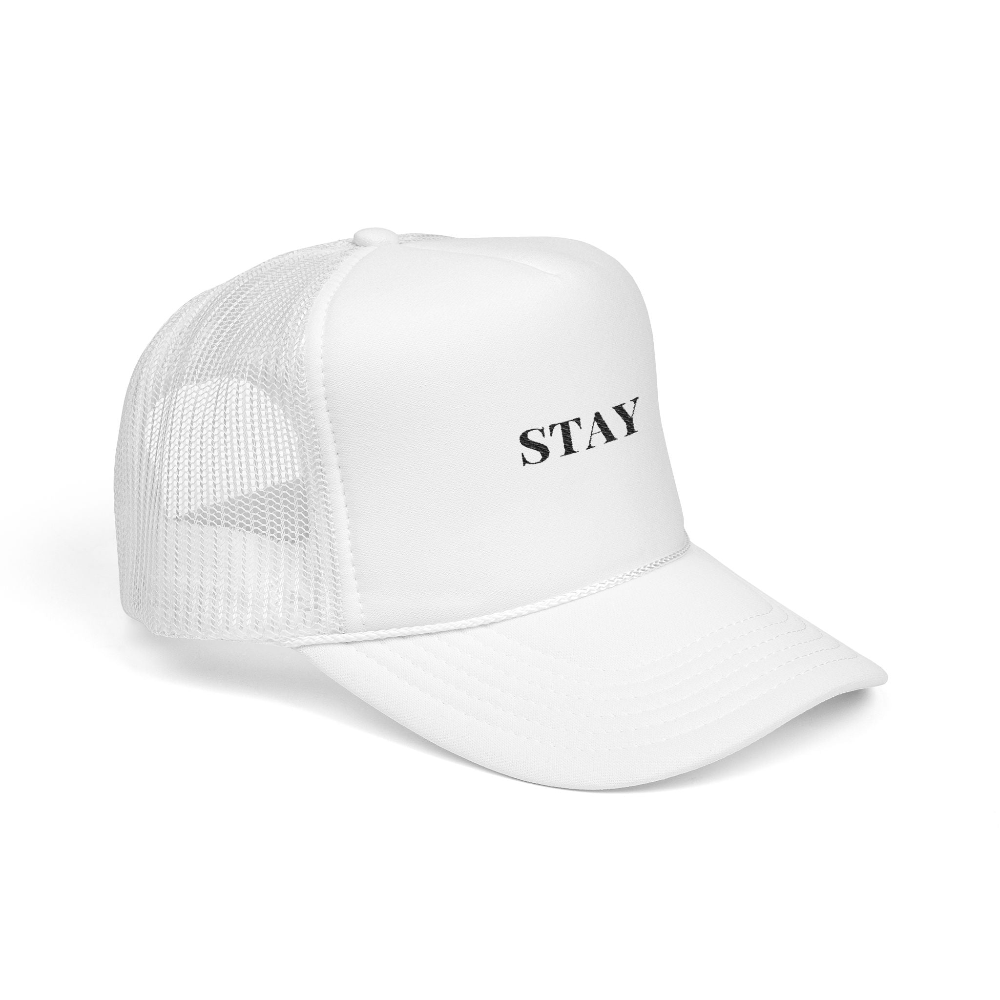 Foam Trucker Hat with 'STAY' Embroidery | Cool Casual Style, Gift for Trendsetters, Outdoor Events, Summer Fashion, Unisex Cap