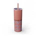Personalized Skinny Tumbler with Straw - Coastal Waves Design, 20oz