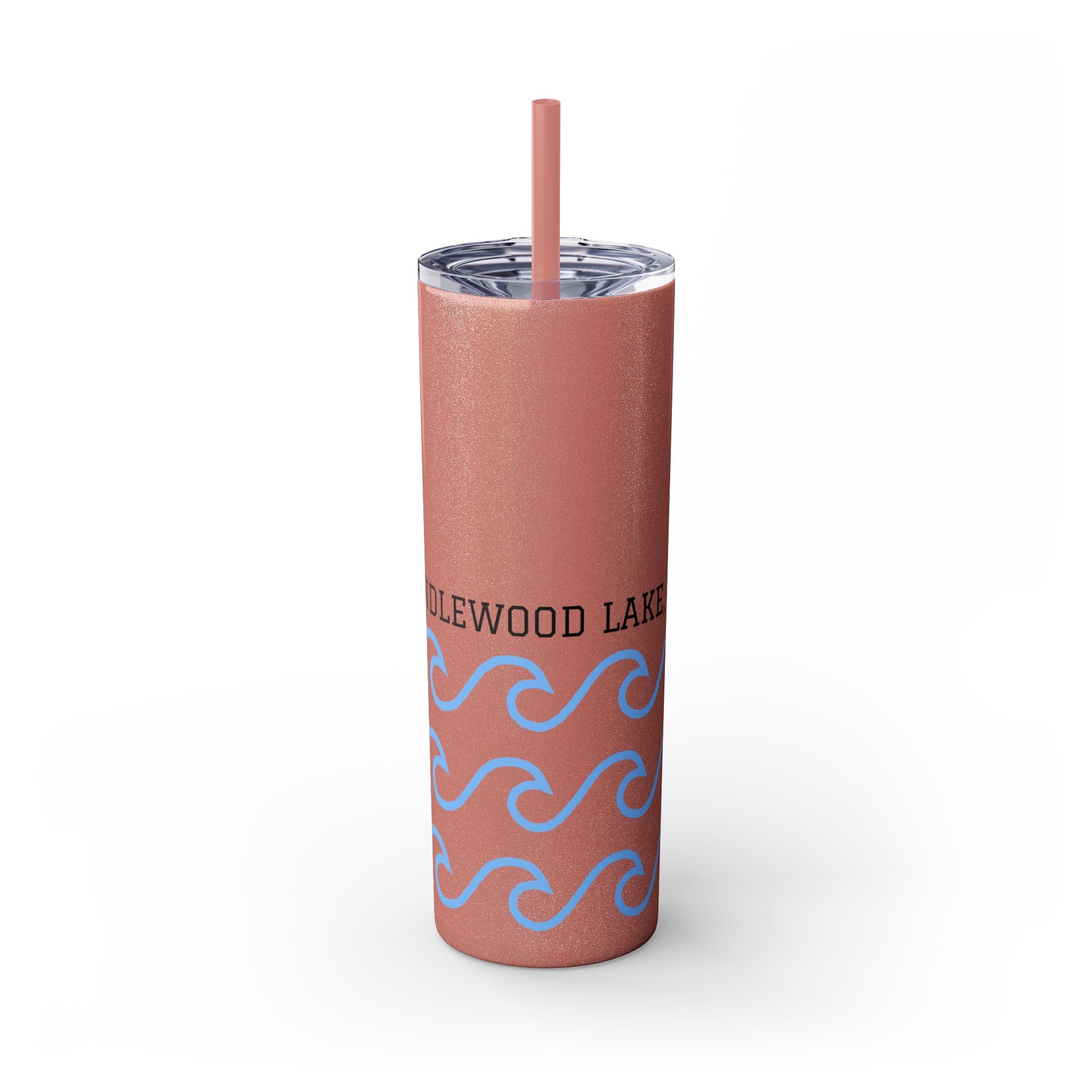 Personalized Skinny Tumbler with Straw - Coastal Waves Design, 20oz