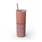 Personalized Skinny Tumbler with Straw - Coastal Waves Design, 20oz