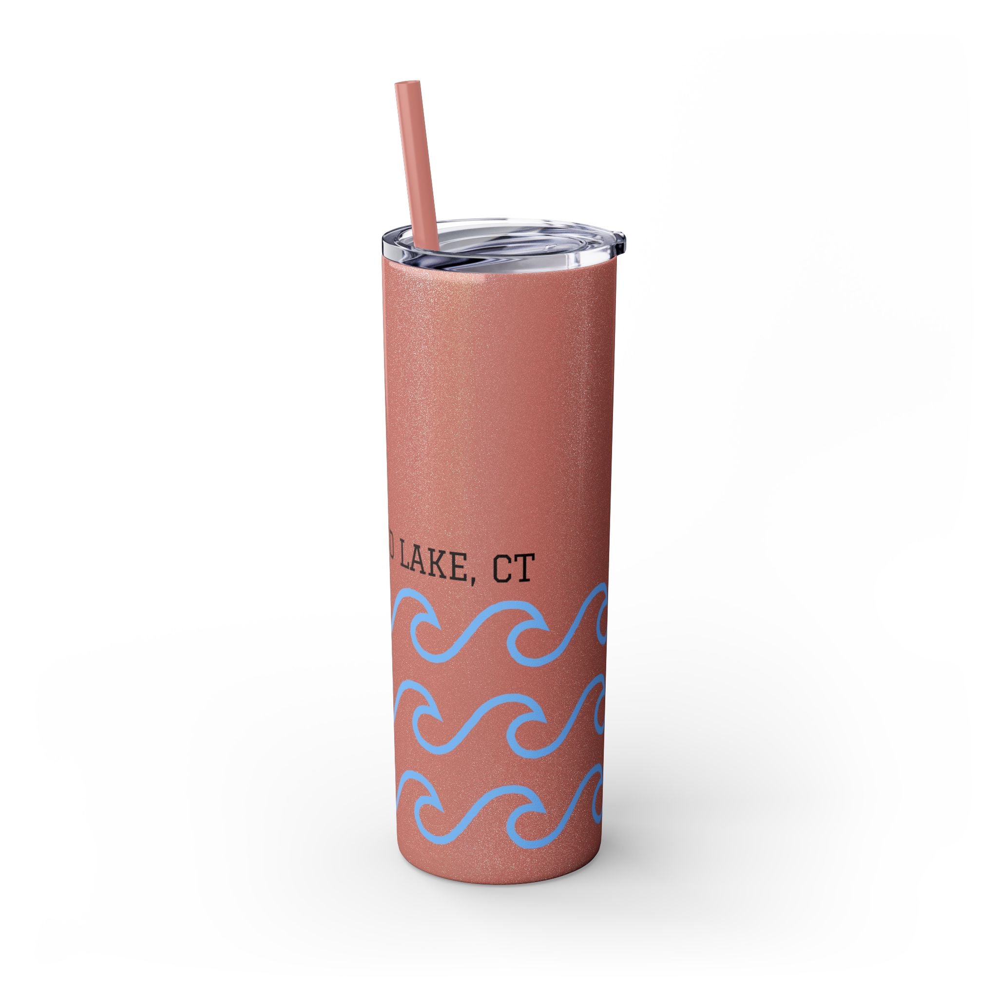 Personalized Skinny Tumbler with Straw - Coastal Waves Design, 20oz