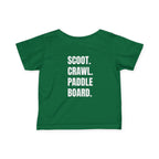Infant- "Scoot. Crawl. Paddleboard." Adventure Tee- in white writing - Playful Baby Shirt for Active Explorers, Cute Toddler Gift, Fun Summer Wear, Baby Shower Present