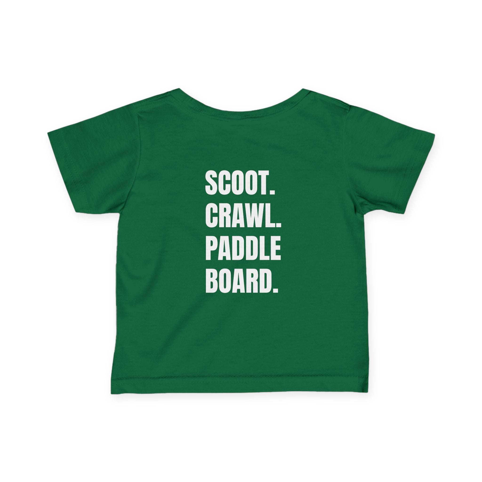 Infant- "Scoot. Crawl. Paddleboard." Adventure Tee- in white writing - Playful Baby Shirt for Active Explorers, Cute Toddler Gift, Fun Summer Wear, Baby Shower Present