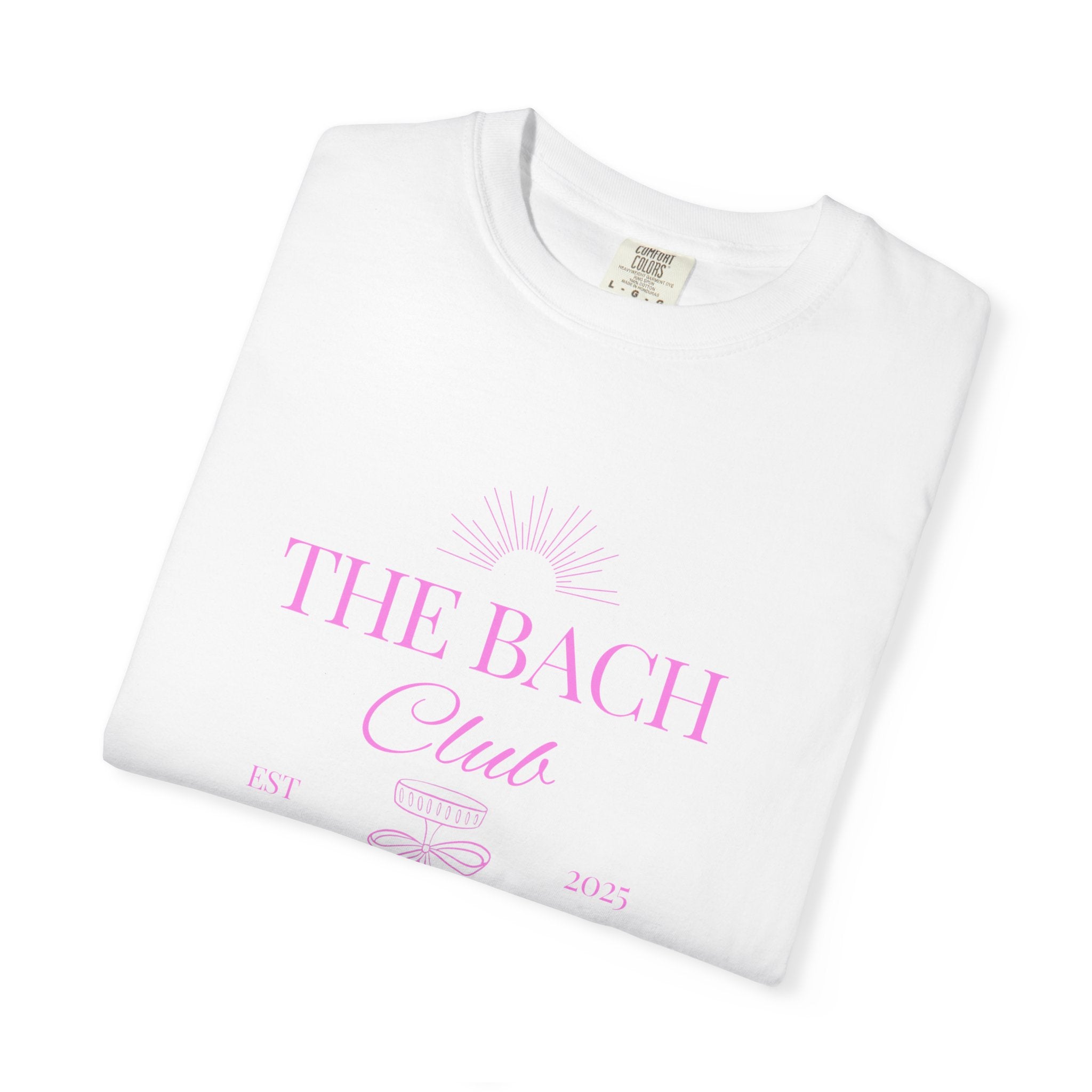 Matching "The Bach Club -Last Splash- Candlewood Lake" -T-Shirt in Pink Writing- Choose a Color- Perfect for Bachelorette and Wedding Parties- Unisex Vacation Top, Sailor Humor Apparel