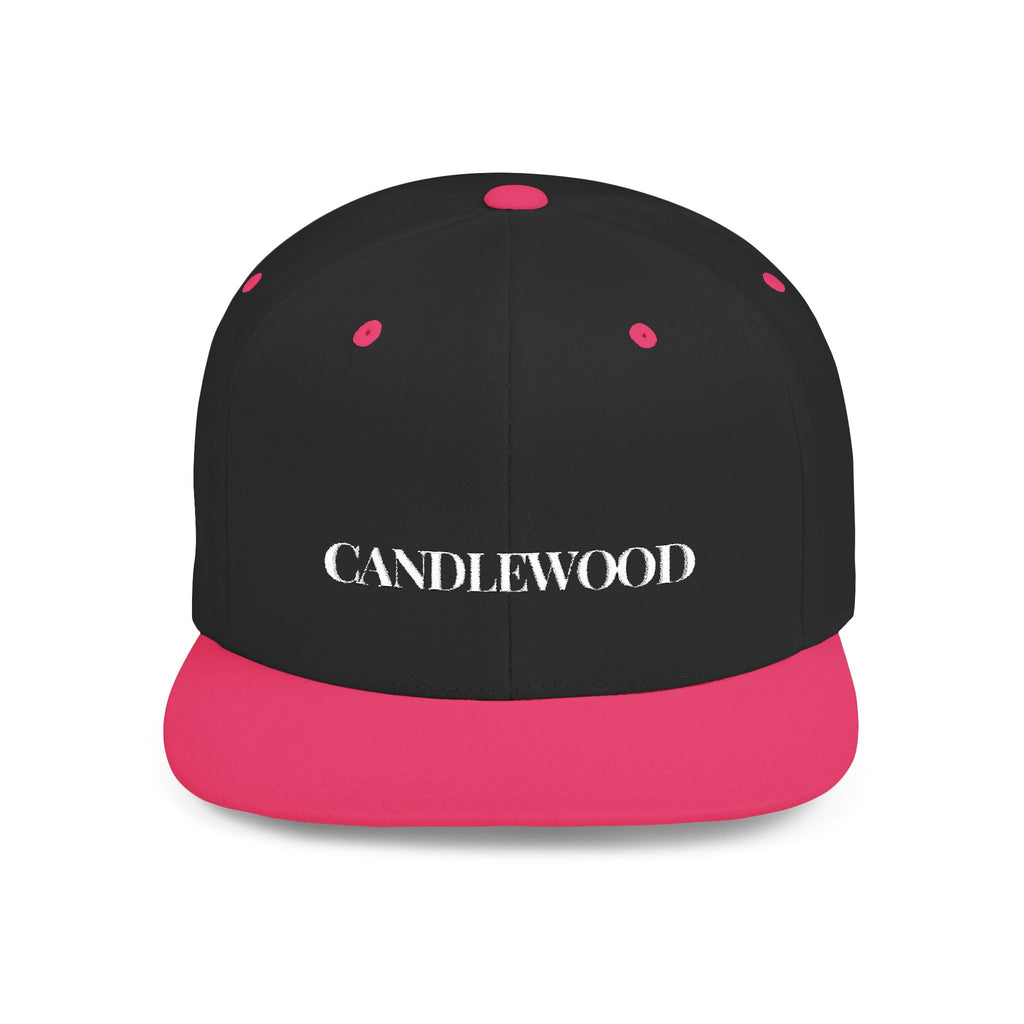 Embroidered Snackback Cap-"Candlewood"- In White Writing-Casual Hat, Outdoor Apparel, Summer Fashion, Gift for Him/Her, Festival Accessory