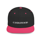 Embroidered Snackback Cap-"Candlewood"- In White Writing-Casual Hat, Outdoor Apparel, Summer Fashion, Gift for Him/Her, Festival Accessory