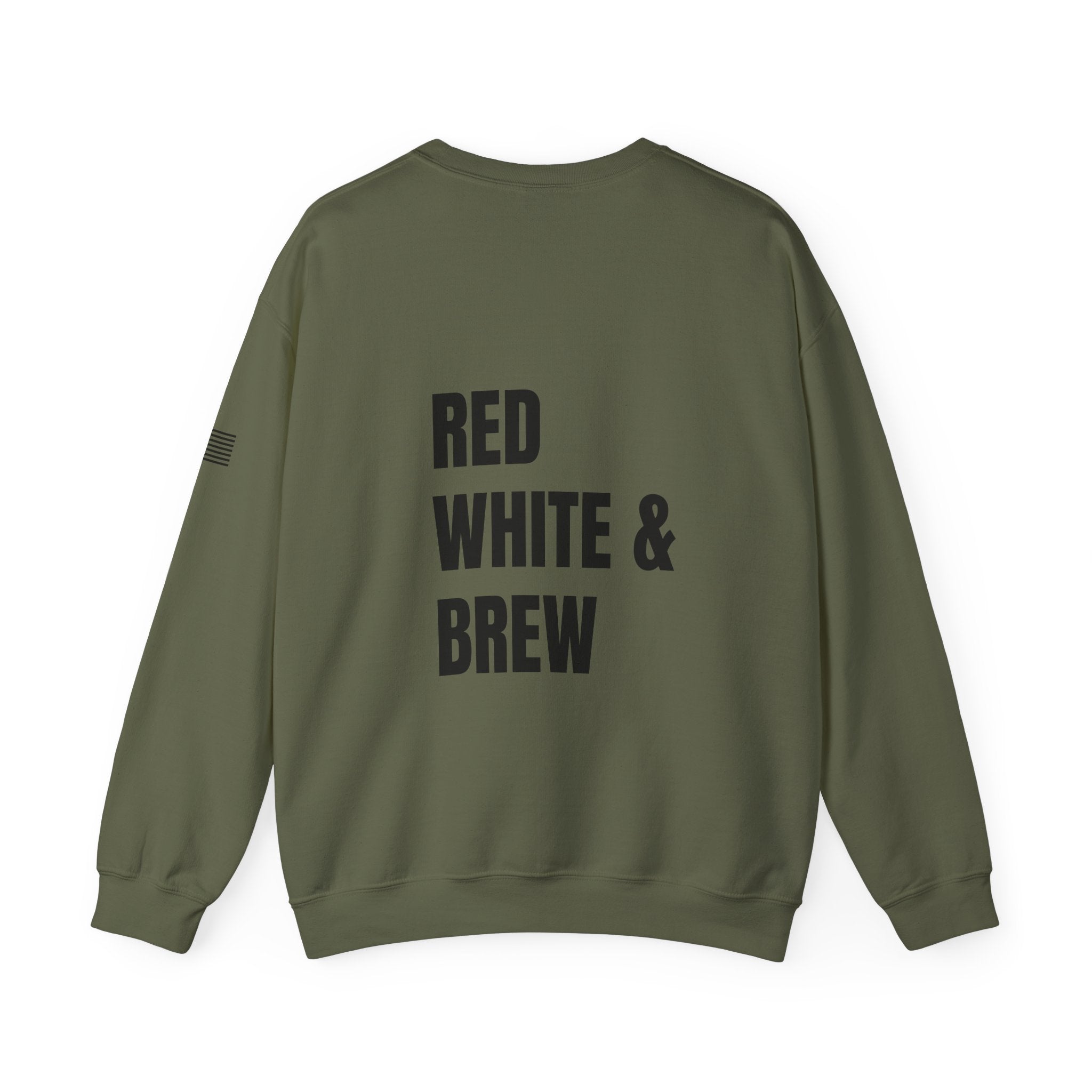 Adult- "'Merica" (Front) "Red White & Brew" (Back)- Unisex Crewneck Sweatshirt, Fourth of July, Summer Fun, Boat Days