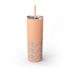 Personalized Skinny Tumbler with Straw - Coastal Waves Design, 20oz
