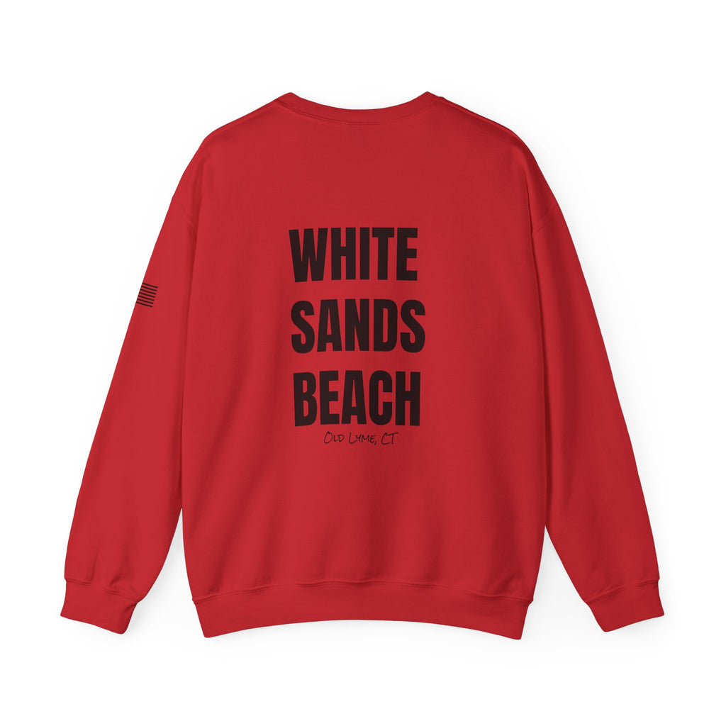 Adult- "Salty AF..." (Front) "White Sands Beach -Old Lyme, CT" (Back) With Flag on Sleeve- Unisex Crewneck