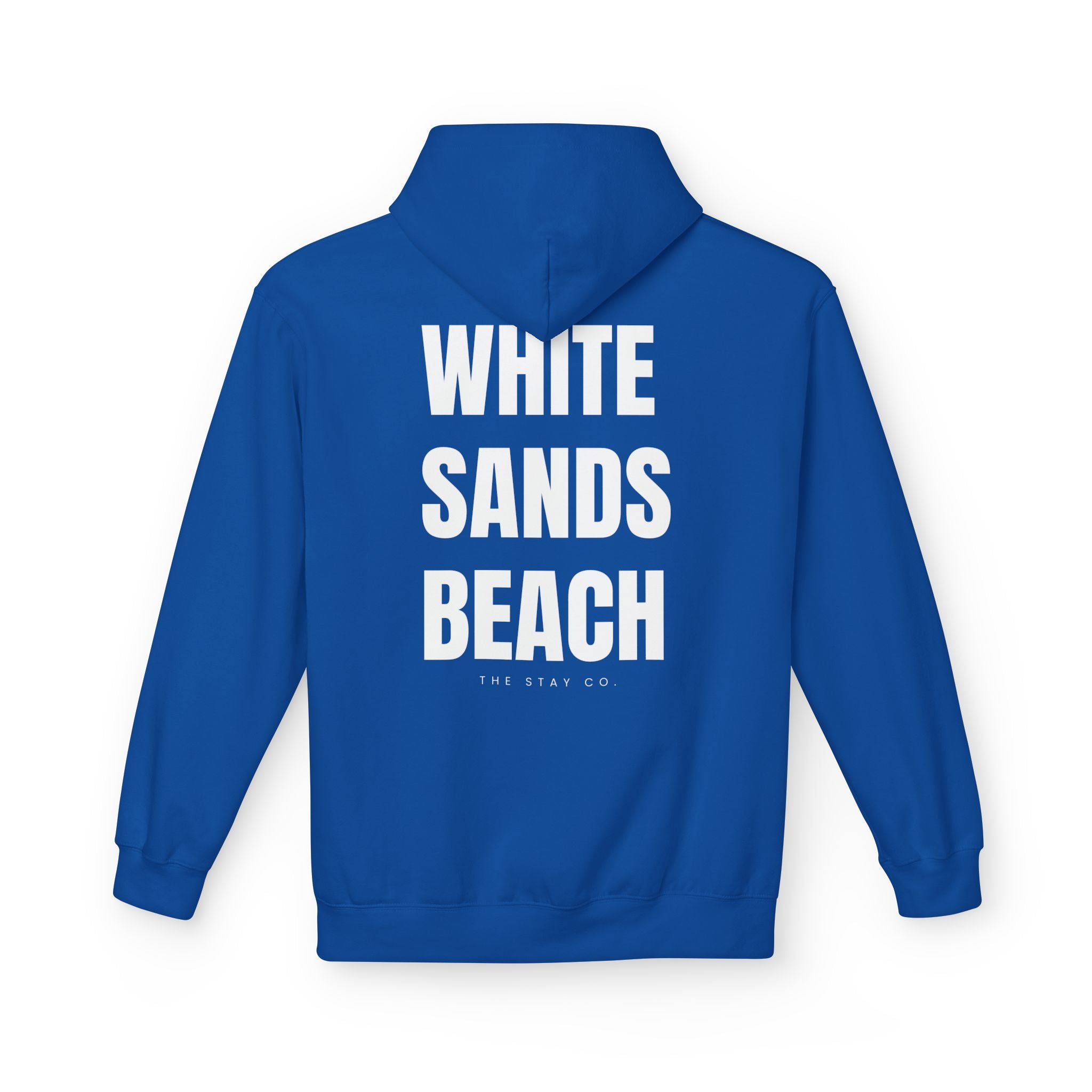 Adult- "Out Of Office" (Front) "White Sands Beach" (Back) - White Writing Hoodie