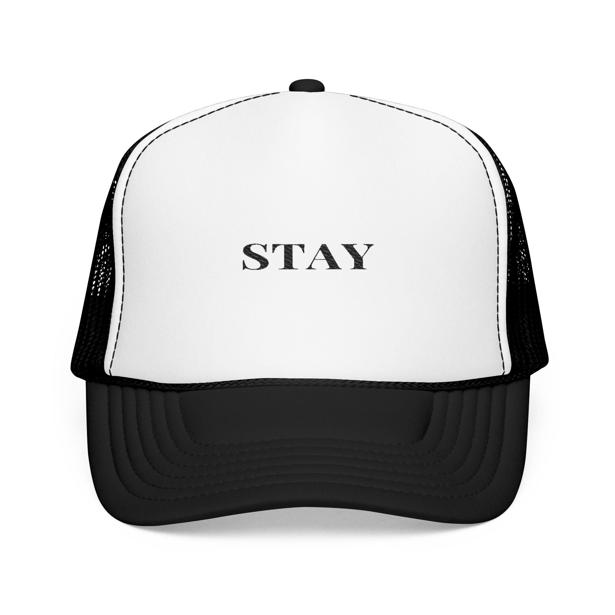 Foam Trucker Hat with 'STAY' Embroidery | Cool Casual Style, Gift for Trendsetters, Outdoor Events, Summer Fashion, Unisex Cap
