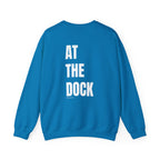 Adult- "Catch me" (Front) - "At The Dock" (Back) -White Writing -Unisex Crewneck Sweatshirt