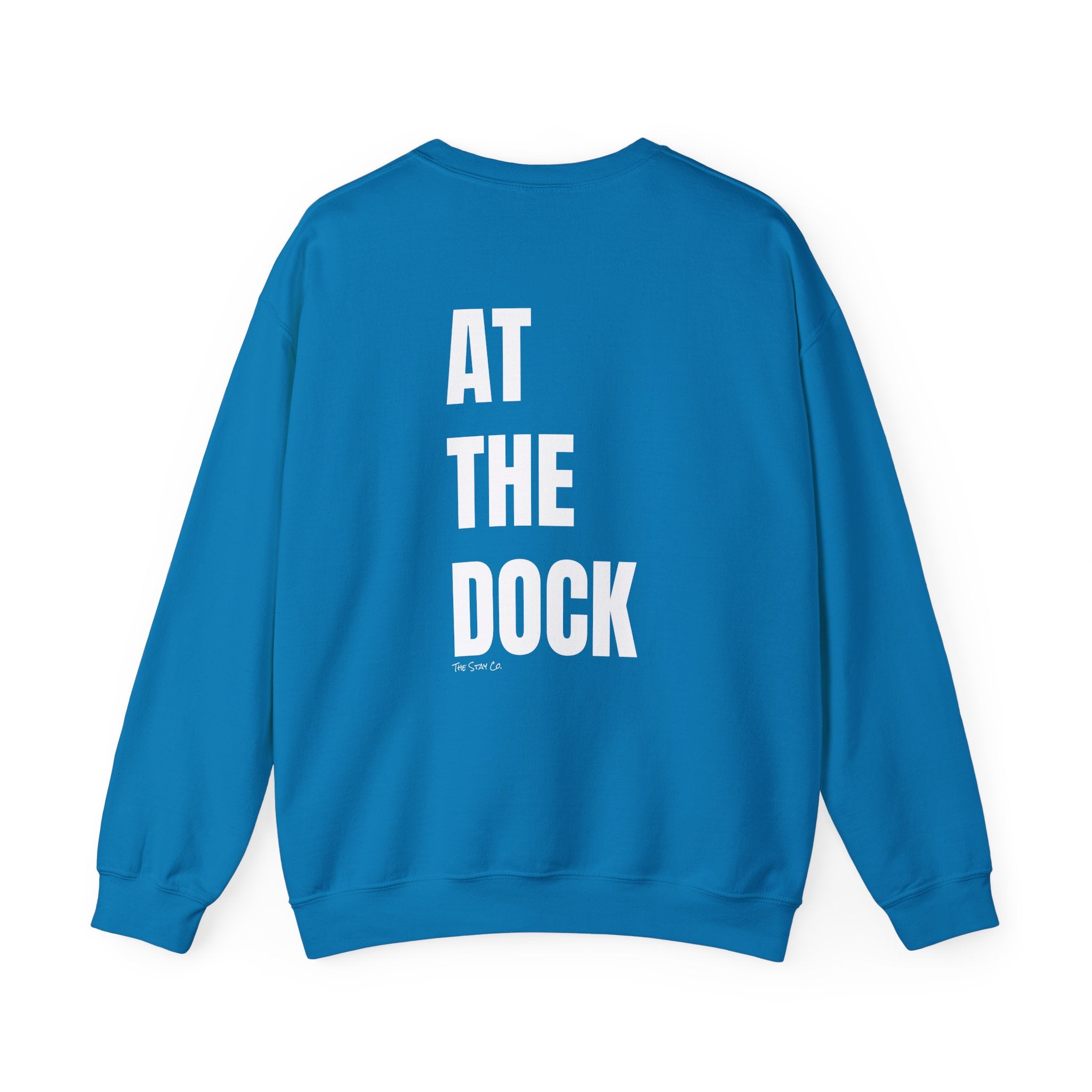 Adult- "Catch me" (Front) - "At The Dock" (Back) -White Writing -Unisex Crewneck Sweatshirt