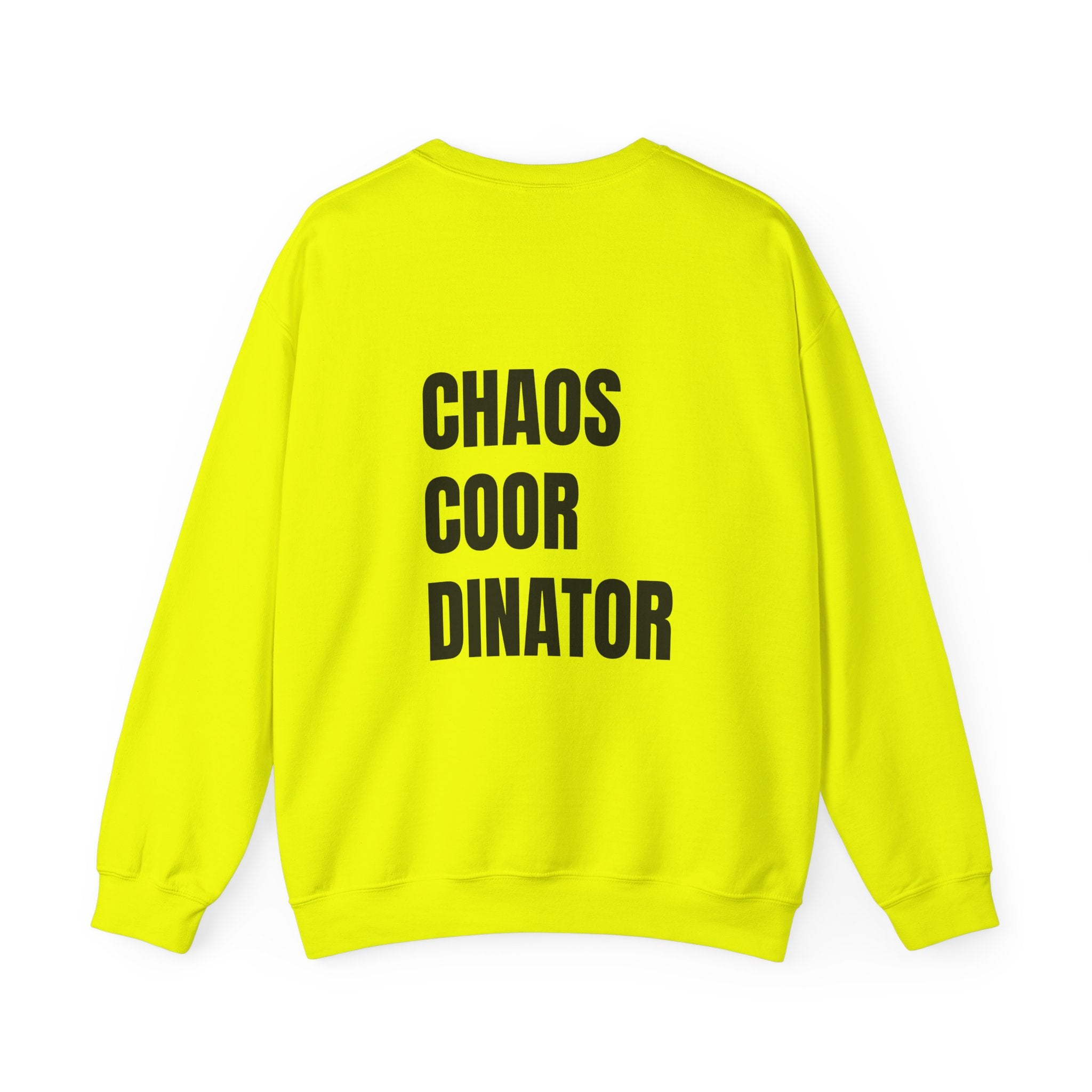Adult- Teacher Crew Neck "Fueled by Caffeine" (Front) - "Chaos Coordinator"- (Back) Crewneck Sweatshirt, Cozy Fall Apparel, Unisex Gift, Casual Style, September Vibes, Seasonal Fashion