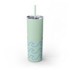 Personalized Skinny Tumbler with Straw - Coastal Waves Design, 20oz
