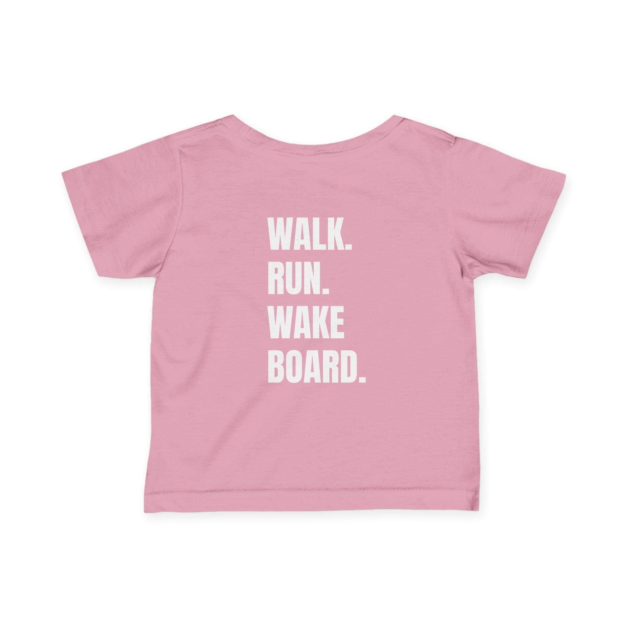 Littles- "Walk. Run. Wakeboard." Motivational Tee in White Writing, Cute Toddler Shirt, Baby Workout Top, Gift for New Parents, Sports-Inspired Baby Apparel