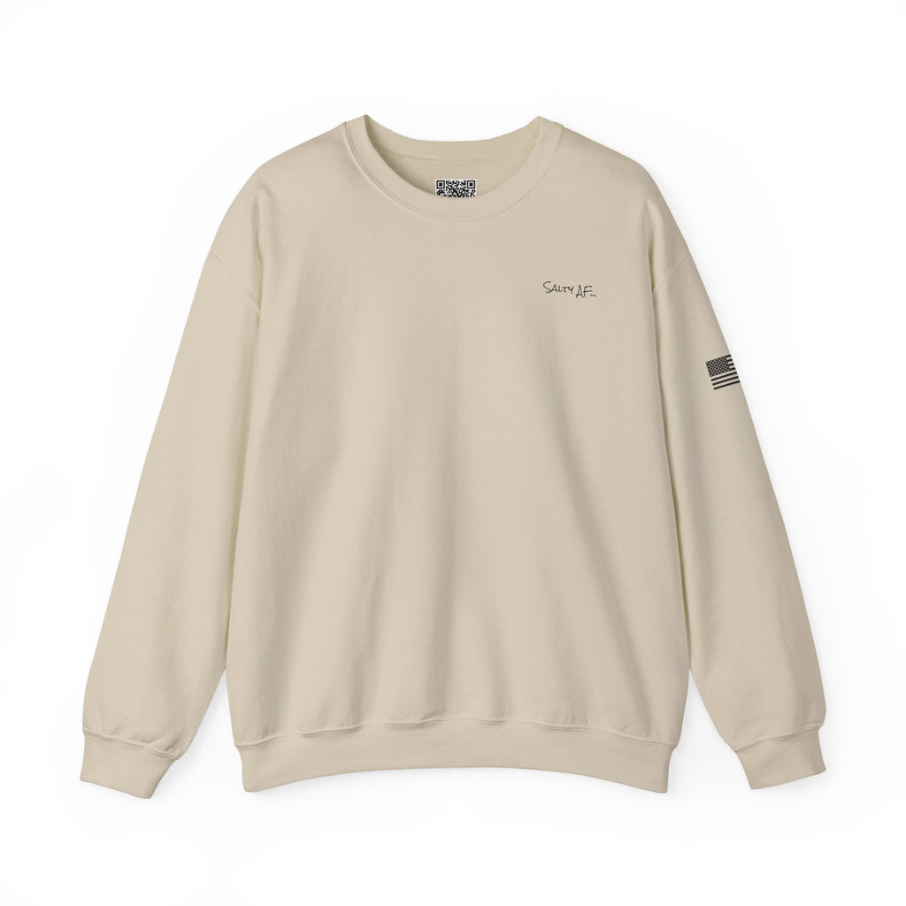 Adult- "Salty AF" (Front) "Old Lyme New Tan" (Back)- with Flag -Unisex Crewneck