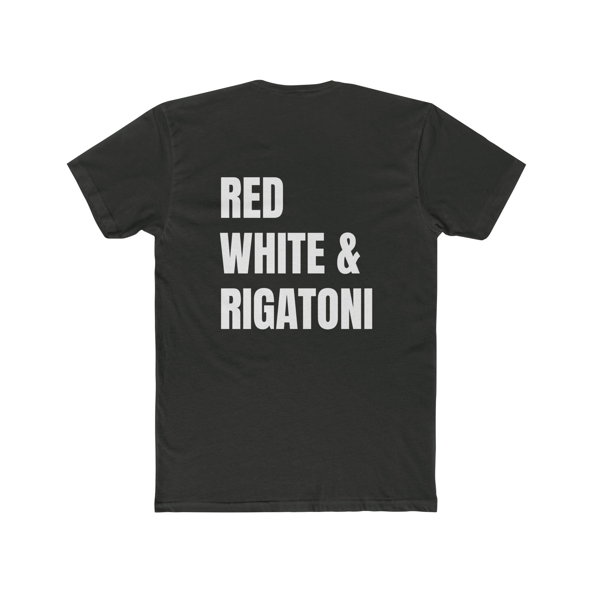 Adult- "Red White & Rigatoni" -In White Writing