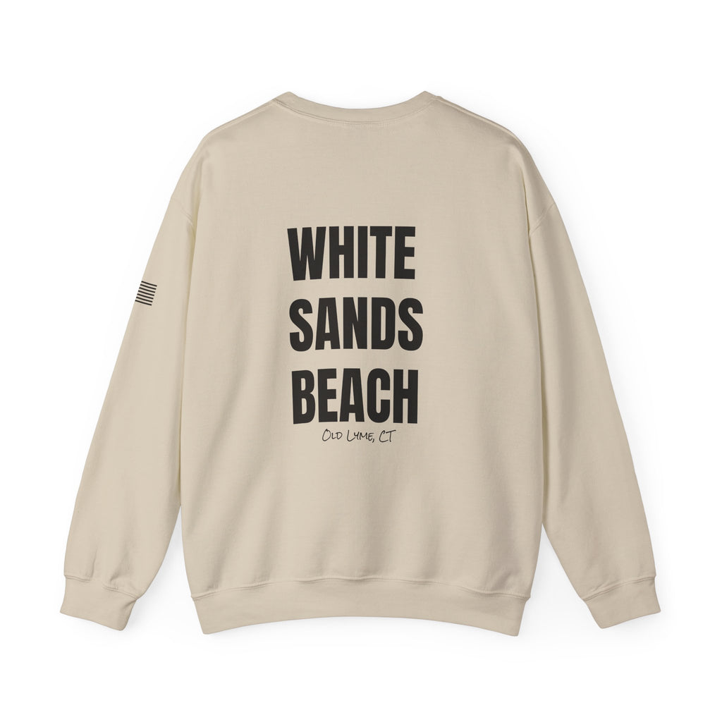 Adult- "Salty AF..." (Front) "White Sands Beach -Old Lyme, CT" (Back) With Flag on Sleeve- Unisex Crewneck