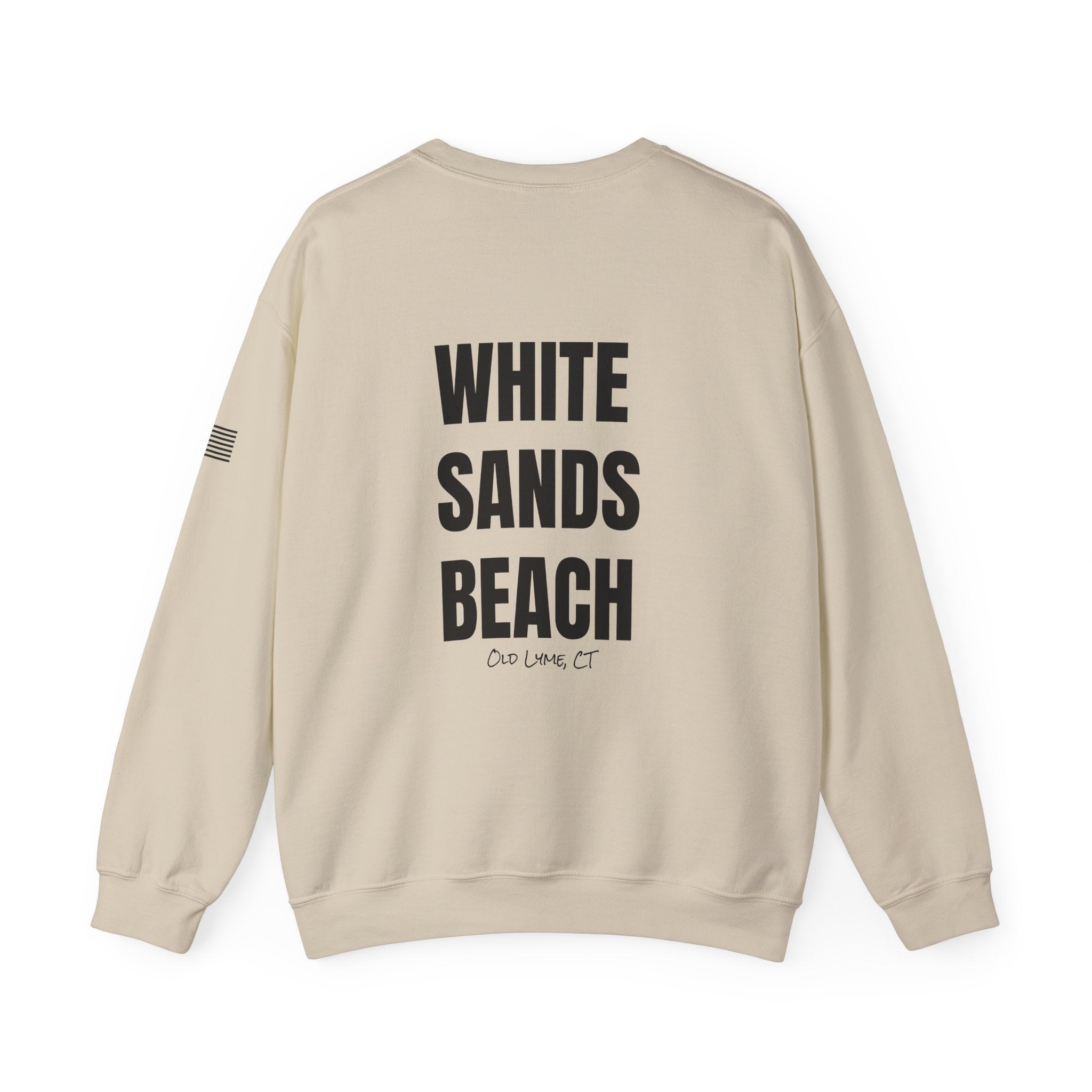 Adult- "Salty AF..." (Front) "White Sands Beach -Old Lyme, CT" (Back) With Flag on Sleeve- Unisex Crewneck