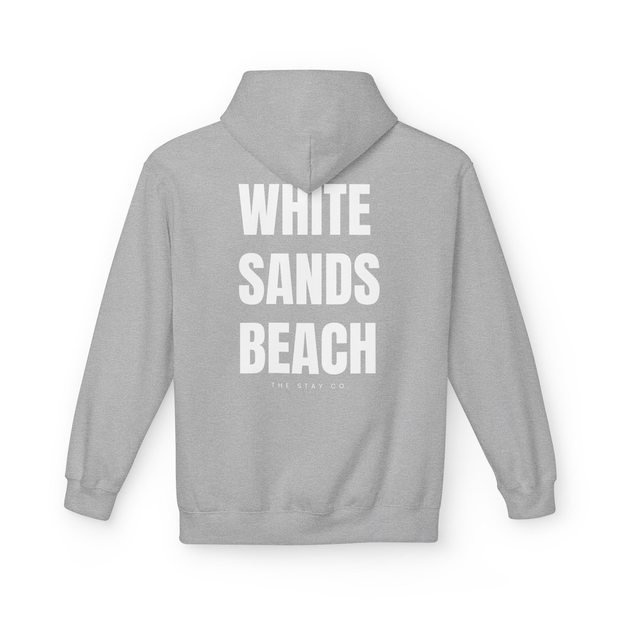 Adult- "Out Of Office" (Front) "White Sands Beach" (Back) - White Writing Hoodie